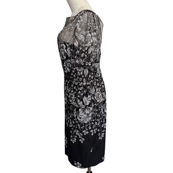 Badgley Mischka floral lace overlay sheath dress 14 mother of bride LBD designer - Picture 3 of 14